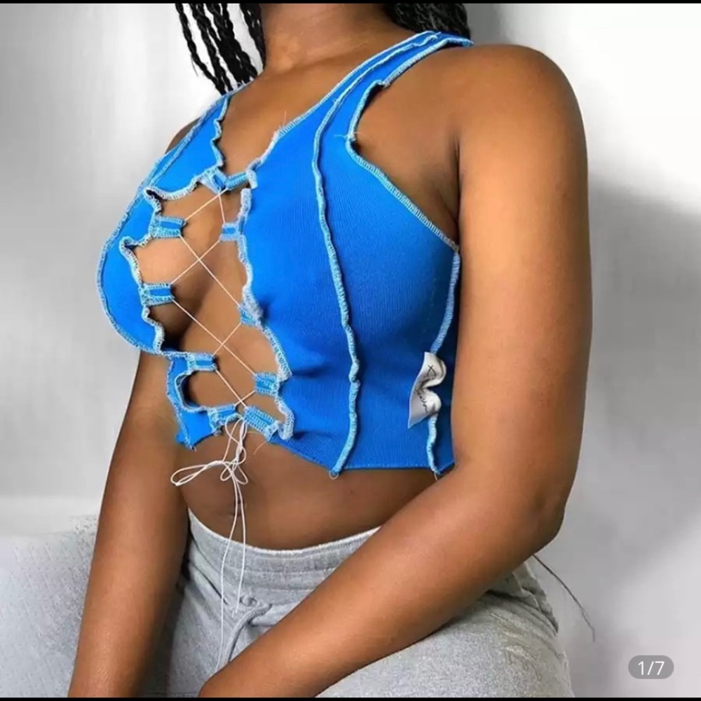 Lace up crop top